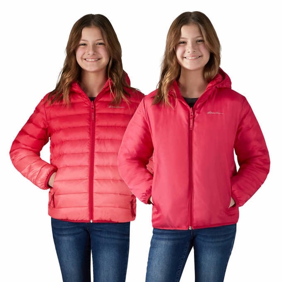 Eddie Bauer Boys Reversible Hooded Down Jacket